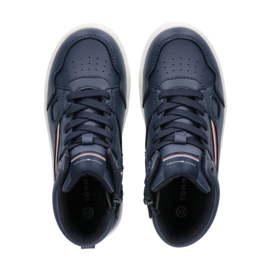 Sneaker alta allacciata stripes da bambino Tommy Hilfiger | T3X9331131355800X
